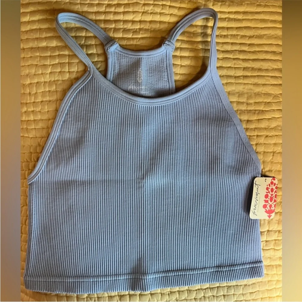 Free People FP Movement Happiness Runs Crop Tank Spring Showers Blue Sz M/L NWT - Picture 4 of 5